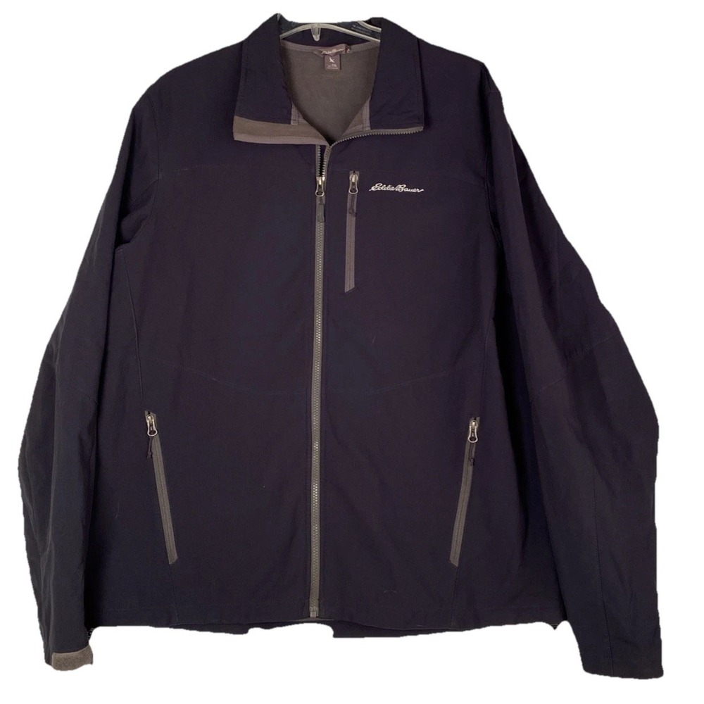 Y2K Eddie Bauer Jacket Mens‎ XL Beige Fleece Lined Windbreaker Outdoor Cabin